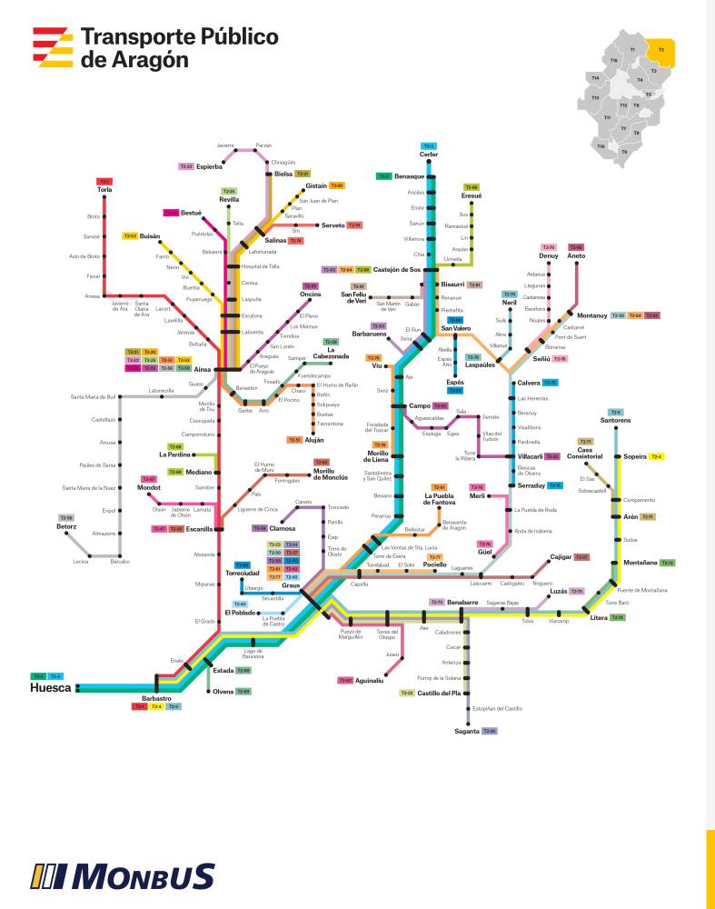 Imagen Nuevo mapa de transporte público con ruta bajo demanda entre Torreciudad y Graus